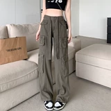 Осенние джинсовые летние штаны, в американском стиле, оверсайз, высокая талия, свободный прямой крой