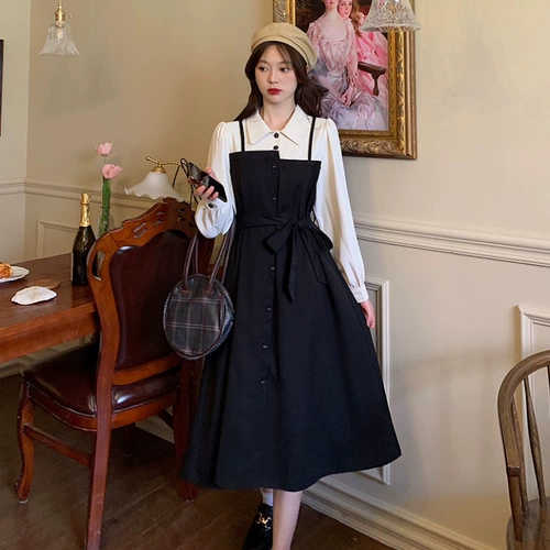 Осеннее платье, приталенный корсет, юбка, французский стиль, коллекция 2023, А-силуэт, яркий броский стиль