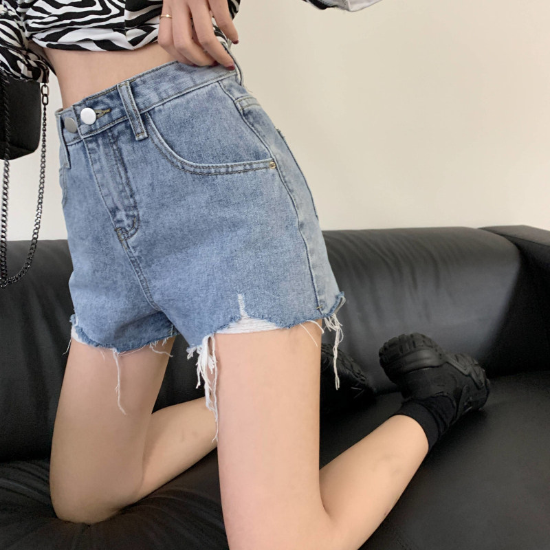 牛仔短裤女2022年夏季新款破洞高腰裤子显瘦宽松阔腿a字超热裤ins详情11