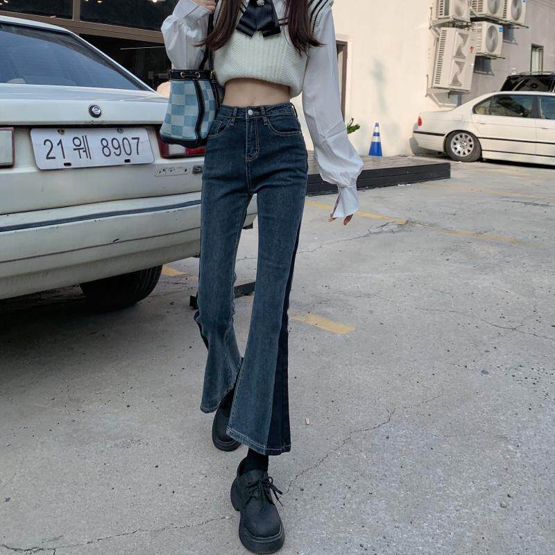 梨型身材小个子女新款牛仔裤子2022年早秋高腰设计感小众微喇叭裤详情15