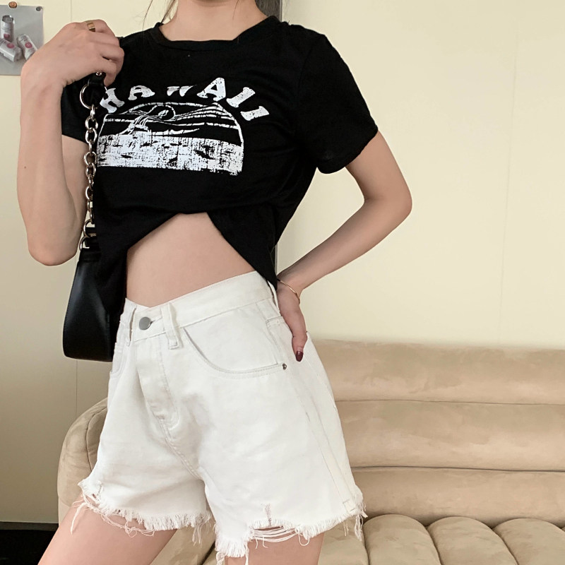 牛仔短裤女2022年夏季新款破洞高腰裤子显瘦宽松阔腿a字超热裤ins详情29