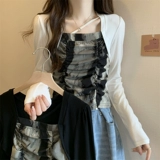 Комплект, весенний сексуальный короткий базовый приятный телу лонгслив, квадратный вырез