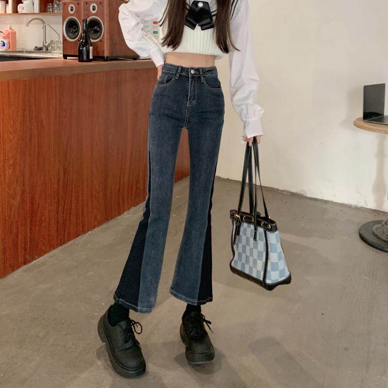 梨型身材小个子女新款牛仔裤子2022年早秋高腰设计感小众微喇叭裤详情5