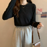 Приятная телу осенняя футболка, модный лонгслив, по фигуре, подходит для подростков, в западном стиле