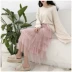 Thời trang váy xòe nữ mùa thu mới cổ tích khí chất váy lưới Phiên bản Hàn Quốc cao eo đen một chữ váy chân váy đuôi cá dáng dài Váy