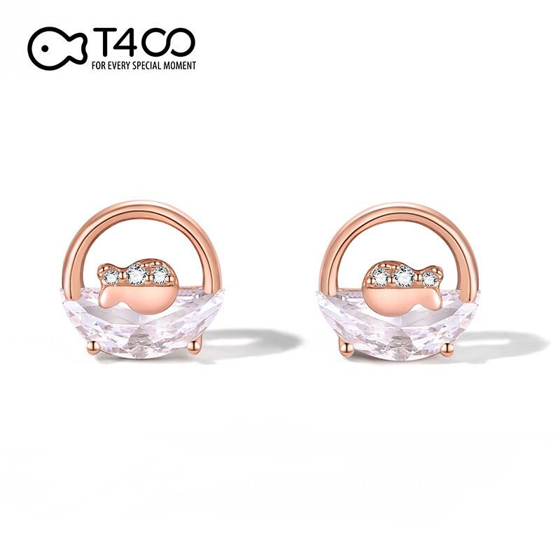 T400 clownfish stud earrings women's sterling silver 2021 new fashion high-end temperament high-end earrings niche design sense