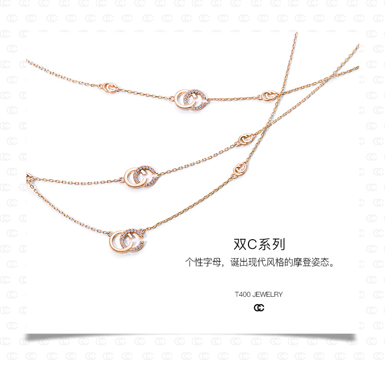 T4002018 new đúp C bạc vòng chân nữ sterling silver rose gold dát Swarovski cung điện chuông mắt cá chân chain đơn giản