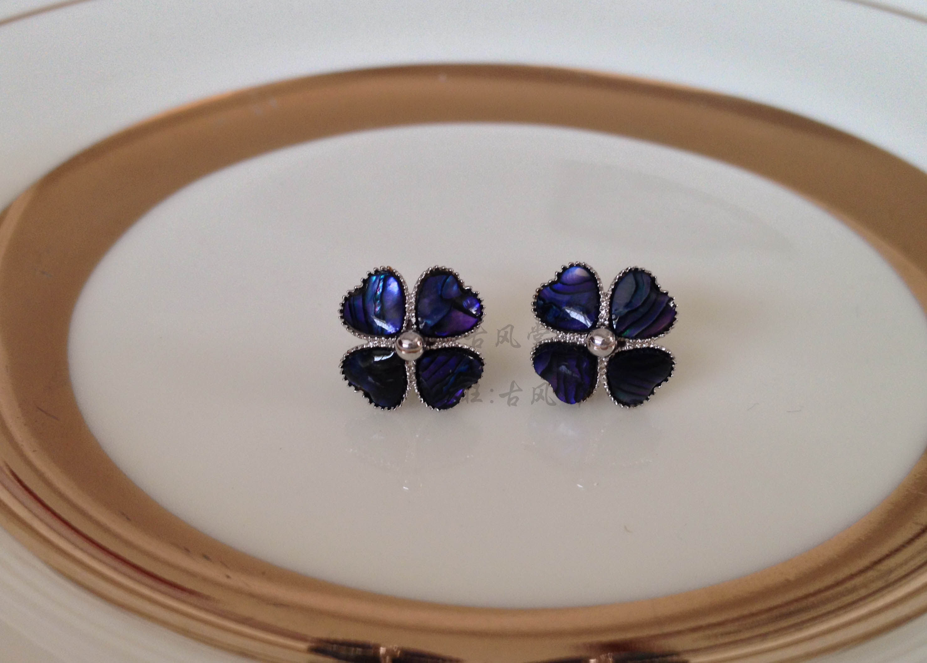 New Zealand natural abalone shellfish clover earrings mother of pearl earrings bohemian earrings