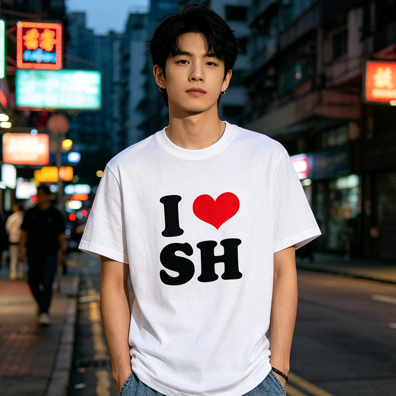 I Love Beijing, Shanghai, Nanjing, Hong Kong, Macau Short-Sleeved T-Shirts, Team City Name Cultural Shirts, Street Style Versatile Wear