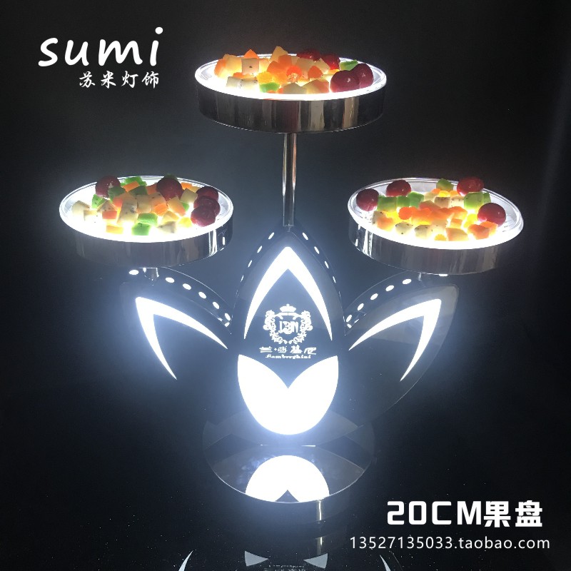 Bar ktv Night - Field Large Three - layer Stainless Steel Luxury LED Charging Fruit Disk