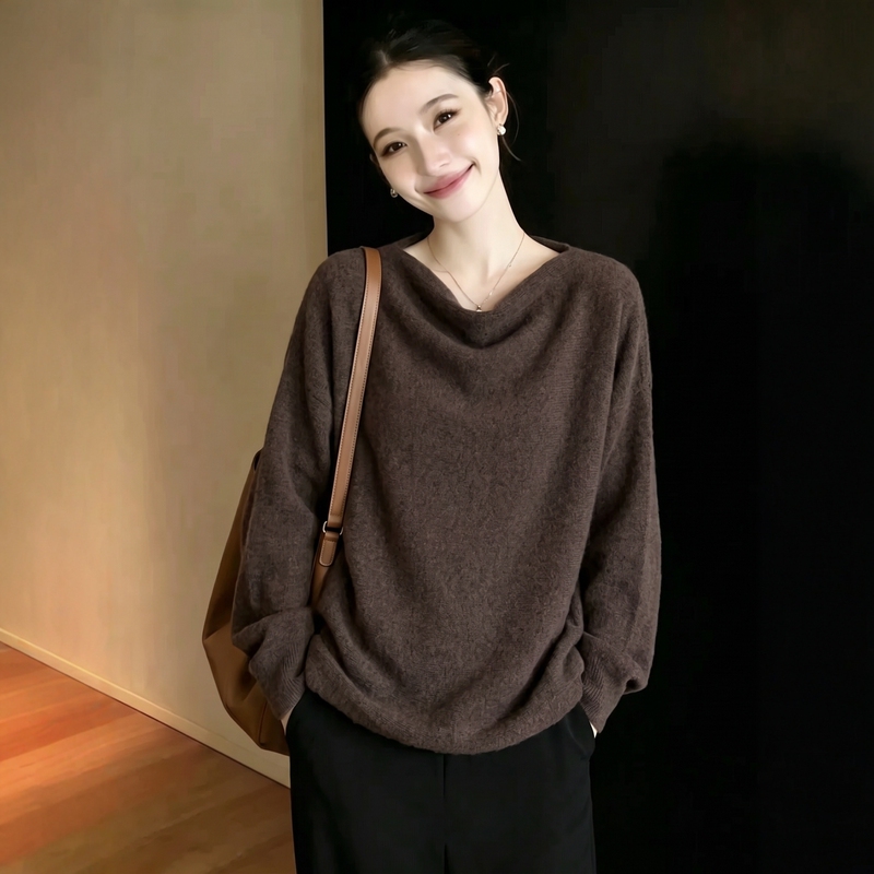 High-Quality Personal Favorite Recommendation~ Relaxed Style Loose Fit Drop-Neck Batwing Sleeve Wool Knit Sweater for Women Autumn/Winter High-Quality Personal Favorite Recommendation~ Relaxed Style Loose Fit Drop-Neck Batwing Sleeve Wool Knit Sweater for Women Autumn/Winter