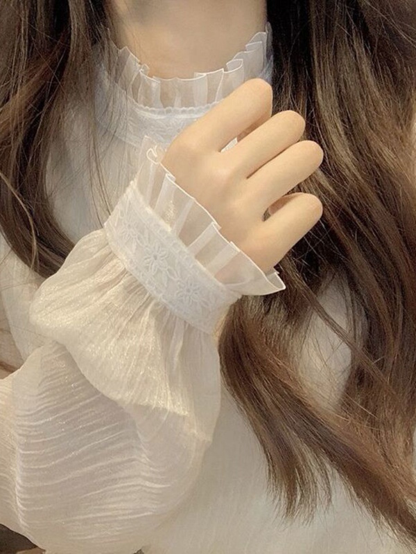 Fairy-Like Mesh Chiffon Lace Top, Chic and Stylish Blouse with a High-End Feel, Lace Base Layer Shirt for Women in Spring Fairy-Like Mesh Chiffon Lace Top, Chic and Stylish Blouse with a High-End Feel, Lace Base Layer Shirt for Women in Spring