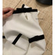 Lin Xiaxia's Stylish Color-Blocked Bowknot One-Shoulder Slim-Fit Top