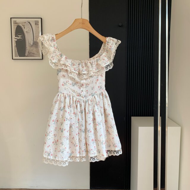 Lin Xiasha Square-Neck Floral Dress for Women 2025 Spring New Style Pure Desire A-Line Dress with Gentle Temperament