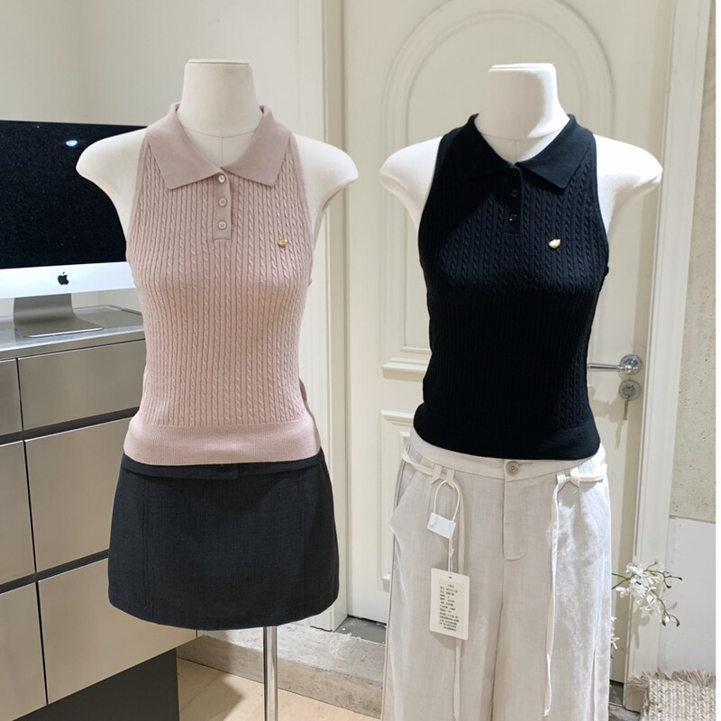 Lin Xi Xi 2026 Summer New Soft and Breathable Knitted Vest Slim Fit Short Top for Women