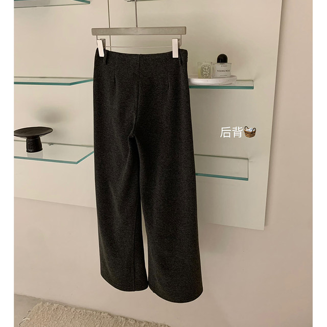 Lin Xiaxia Soft and Smooth Silver Fox Velvet Flared Casual Pants with a Draping Effect and Wide Legs