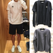 Hong Kong Special cabinet CHOCOOLATE mens clothing minimalist comfort pure cotton fake two spliced long sleeve T-shirt 1312