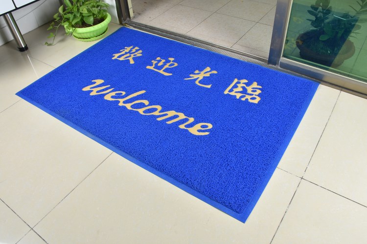 Vòng nhựa phun dày màu xanh dày 3 vòng cửa khách sạn chào đón thảm thảm an toàn và thảm chống trượt thảm hàn quốc