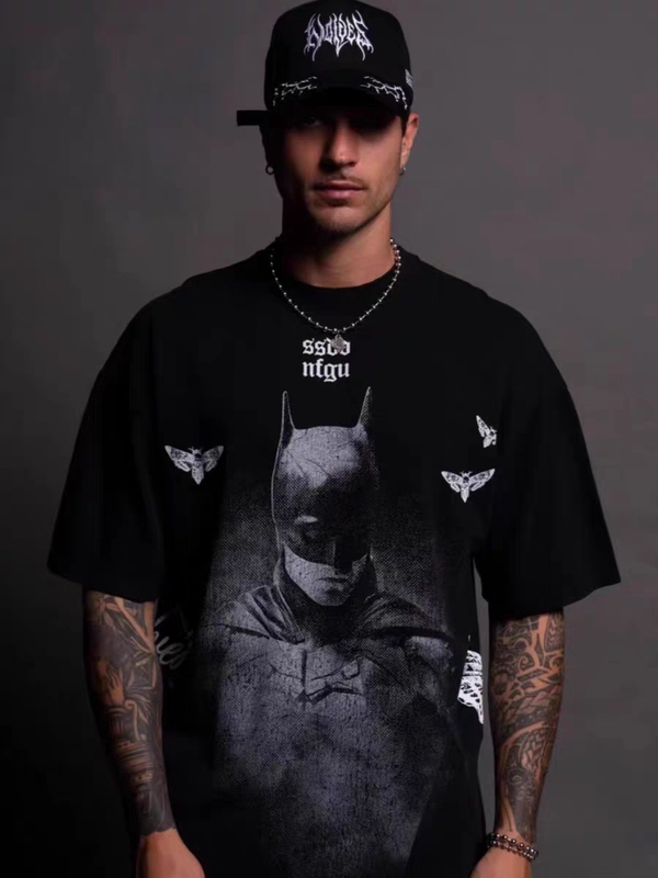 Wolf Head Batman Retro Cotton Unisex Fitness Sports Short-Sleeved T-Shirt D418 Wolf Head Batman Retro Cotton Unisex Fitness Sports Short-Sleeved T-Shirt D418