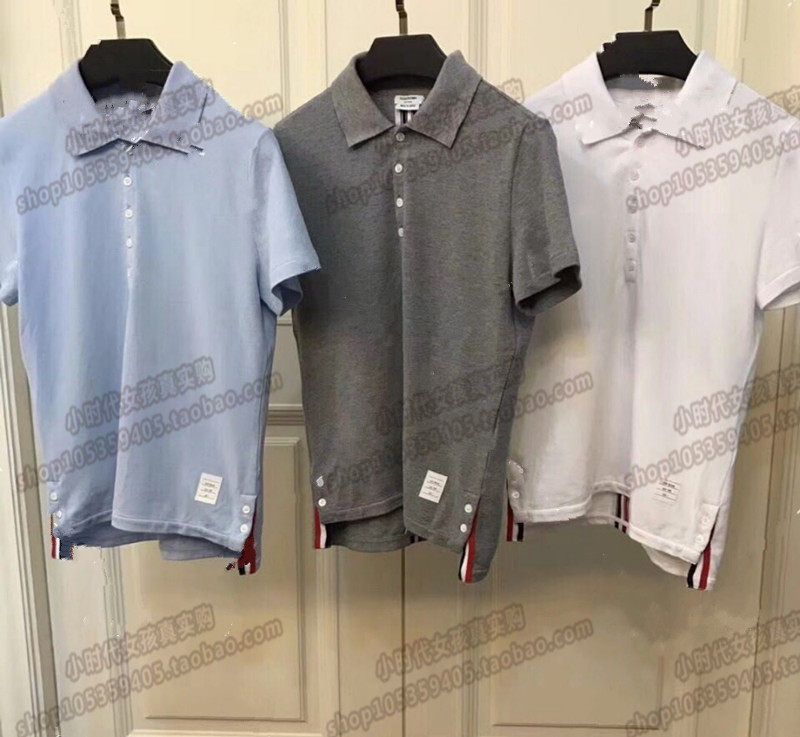 (Little Times France) Thom Browne 20 spring summer TB behind striped polo polo shirt short sleeve T-shirt
