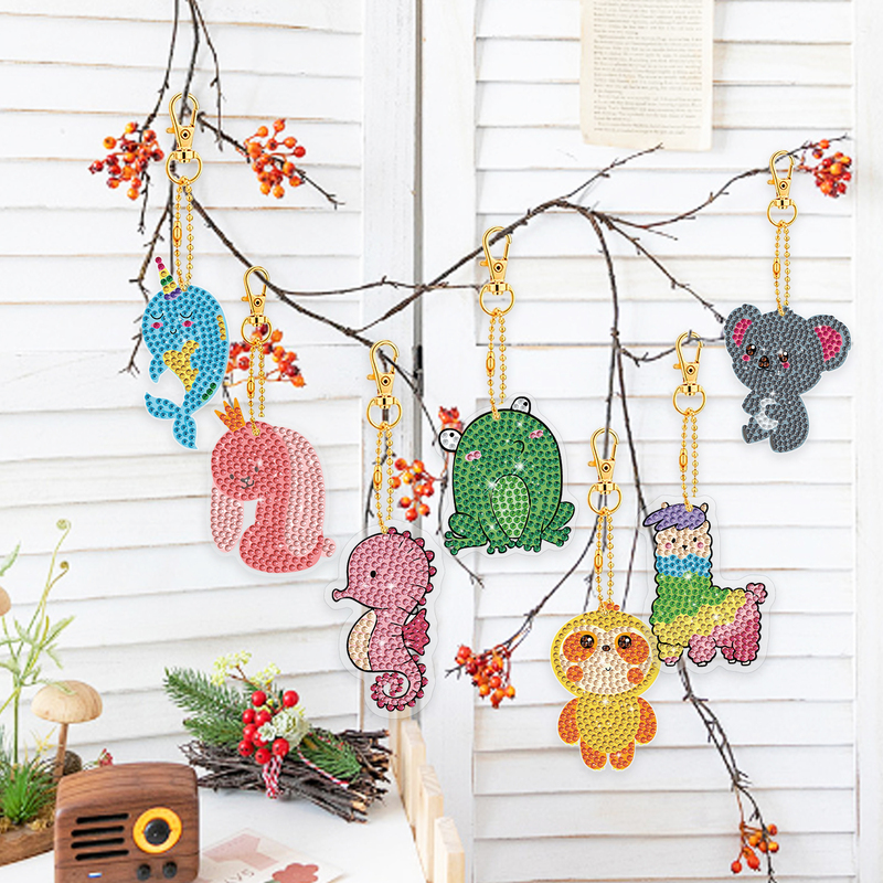 Handmade DIY Diamond Painting Keychain Bag Pendant Decorative Painting Creative Cartoon Educational Toys for Kidsren Boys and Girls