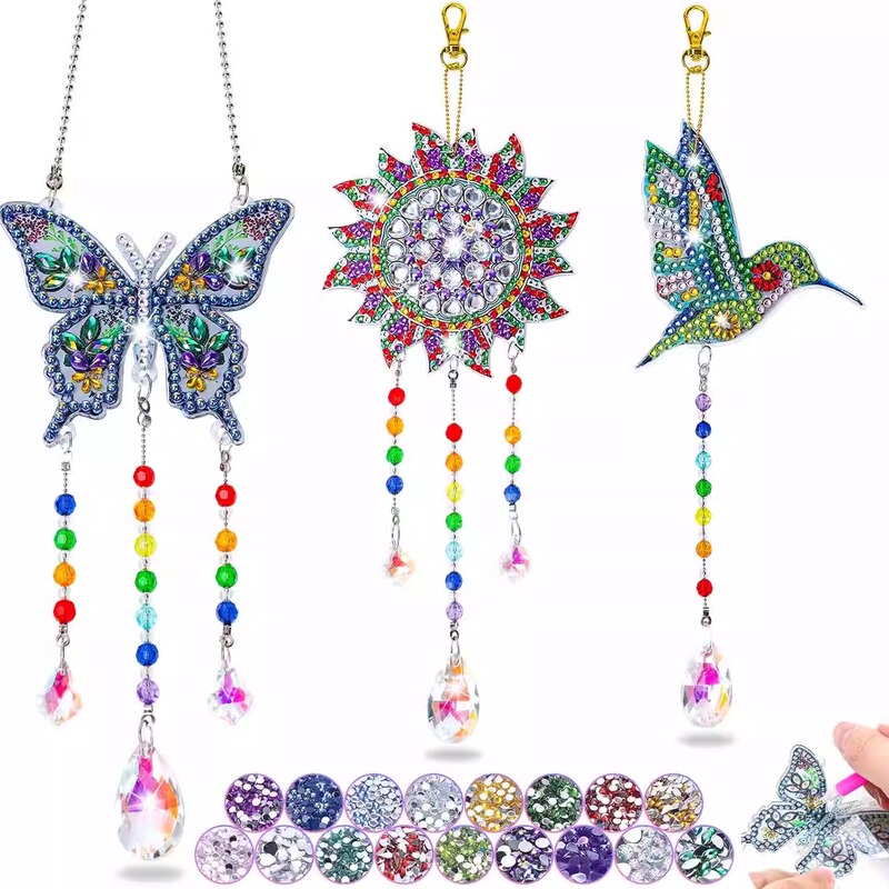 Children's Educational Diamond Painting Double-Sided Dot Diamond Hanging Decoration for Boys and Girls Creative Handmade DIY Mosaic Sticker Keychain Children's Educational Diamond Painting Double-Sided Dot Diamond Hanging Decoration for Boys and Girls Creative Handmade DIY Mosaic Sticker Keychain