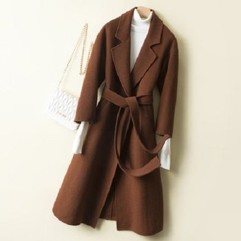 Fashionable slim double-sided cashmere coat with suit collar