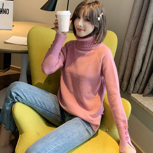 Демисезонный трикотажный комплект, приятный телу лонгслив, свитер, 2019, увеличенная толщина, в корейском стиле