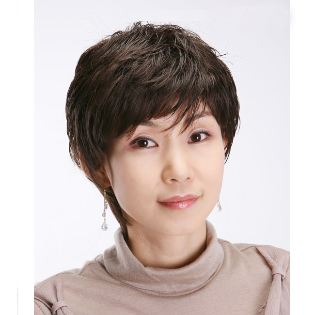 女士假发 时尚气质层次微卷短发 真发 妈妈假发蓬松 母亲节特价