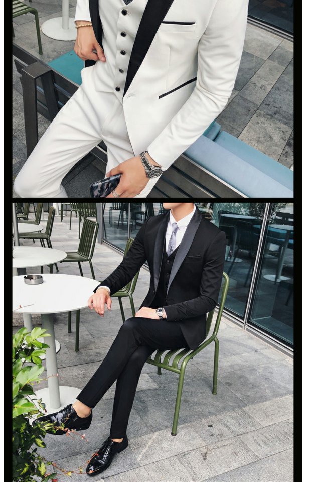 Bộ đồ vest nam thanh lịch giản dị phiên bản Hàn Quốc của xu hướng kinh doanh đẹp trai Xiaoxi Slim body set hai bộ váy cưới áo vest nam cao cấp