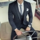 Bộ đồ công sở kẻ sọc phù hợp với trang phục nam giới thanh lịch giản dị phiên bản Hàn Quốc của đám cưới đẹp trai Anh quần short nam