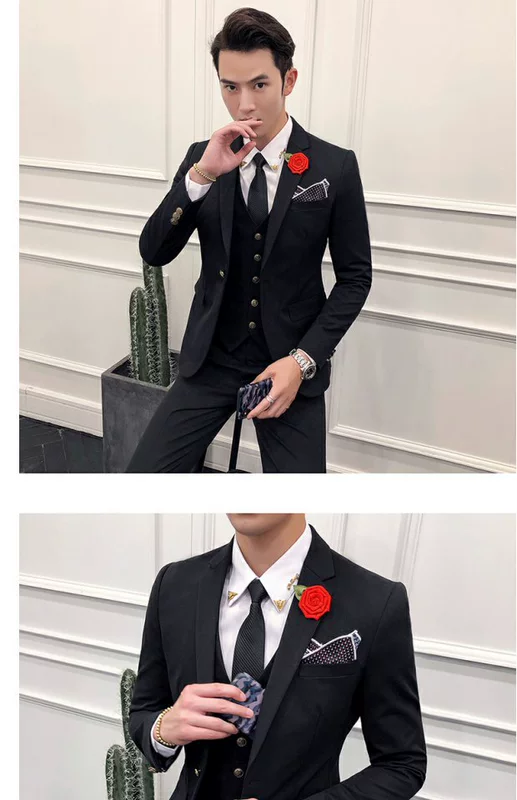 Bộ đồ công sở nam phù hợp với trang phục nam giới phiên bản Hàn Quốc của bộ đồ nhỏ đẹp trai bộ đồ ba mảnh phù hợp với chú rể