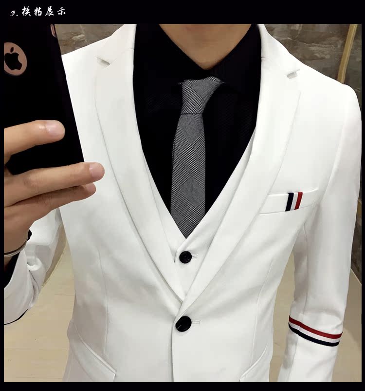 Phiên bản nam Hàn Quốc của bộ đồ vest ba mảnh phù hợp với Slim England chú rể váy cưới chú rể thủy triều nam sinh viên nhỏ phù hợp đồ vest nam