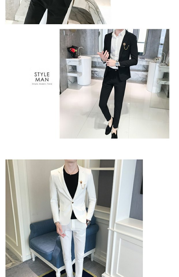 Bộ đồ nhỏ nam tự tu luyện phiên bản Hàn Quốc của chàng thanh niên đẹp trai mảnh mai phù hợp với bộ đồ nam nam tạo mẫu tóc hai mảnh quần tây nam đẹp