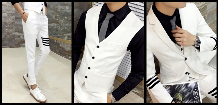 Phiên bản nam Hàn Quốc của bộ đồ vest ba mảnh phù hợp với Slim England chú rể váy cưới chú rể thủy triều nam sinh viên nhỏ phù hợp đồ vest nam