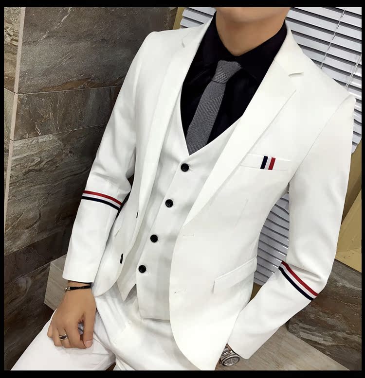 Phiên bản nam Hàn Quốc của bộ đồ vest ba mảnh phù hợp với Slim England chú rể váy cưới chú rể thủy triều nam sinh viên nhỏ phù hợp đồ vest nam