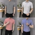 Mùa hè 7 7 tay áo sọc xanh trắng dọc nam phiên bản Hàn Quốc của áo mỏng phần tay áo xu hướng Hàn Quốc tay ngắn sơ mi tay ngắn nam Áo