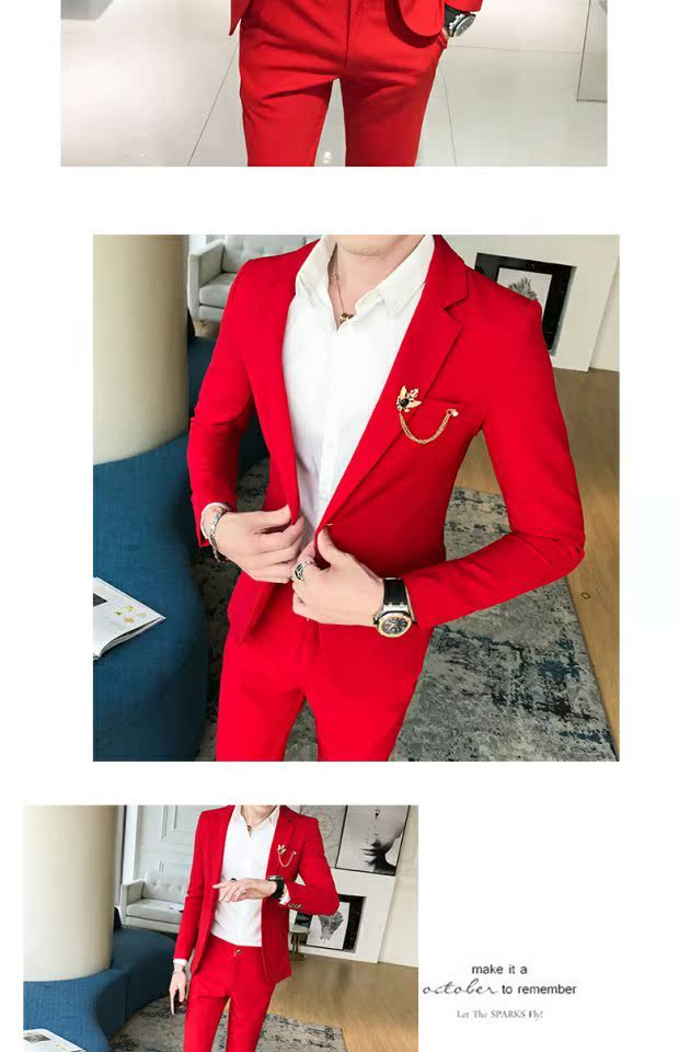 Bộ đồ nhỏ nam tự tu luyện phiên bản Hàn Quốc của chàng thanh niên đẹp trai mảnh mai phù hợp với bộ đồ nam nam tạo mẫu tóc hai mảnh quần tây nam đẹp