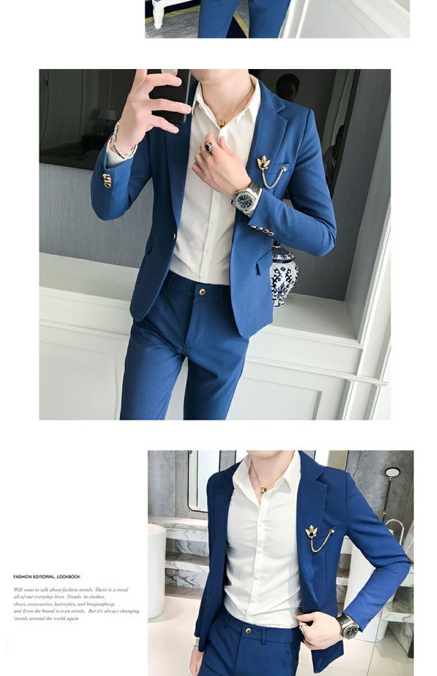 Bộ đồ nhỏ nam tự tu luyện phiên bản Hàn Quốc của chàng thanh niên đẹp trai mảnh mai phù hợp với bộ đồ nam nam tạo mẫu tóc hai mảnh quần tây nam đẹp