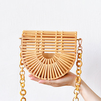 European and American silk scarf armpit bag, multifunctional bamboo woven bag, holiday style hollow handmade clutch bag, single shoulder crossbody bamboo section