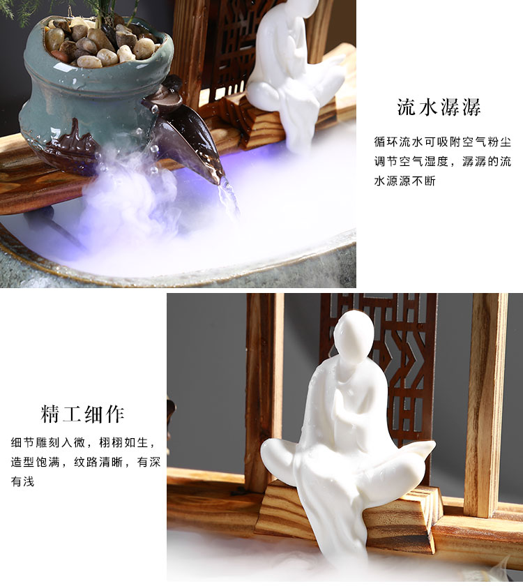 Sáng tạo phong cách Trung Quốc đài phun nước Feng Shui lucky phòng khách văn phòng tạo độ ẩm nhà mềm trang trí thủ công đồ trang trí
