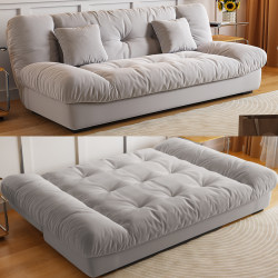 Foshan Cloud Sofa Living Room 2025 Small Apartment Bean Bag Sofa Bed Foldable Dual-use Double Fabric Cream Style