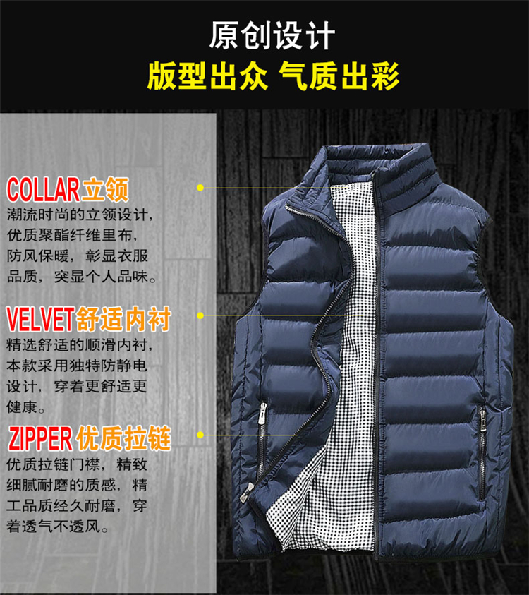 Mùa thu đông nam mới phiên bản Hàn Quốc của áo vest cotton trẻ trung dày lên size áo vest xu hướng cotton hoang dã ao ba lo nam