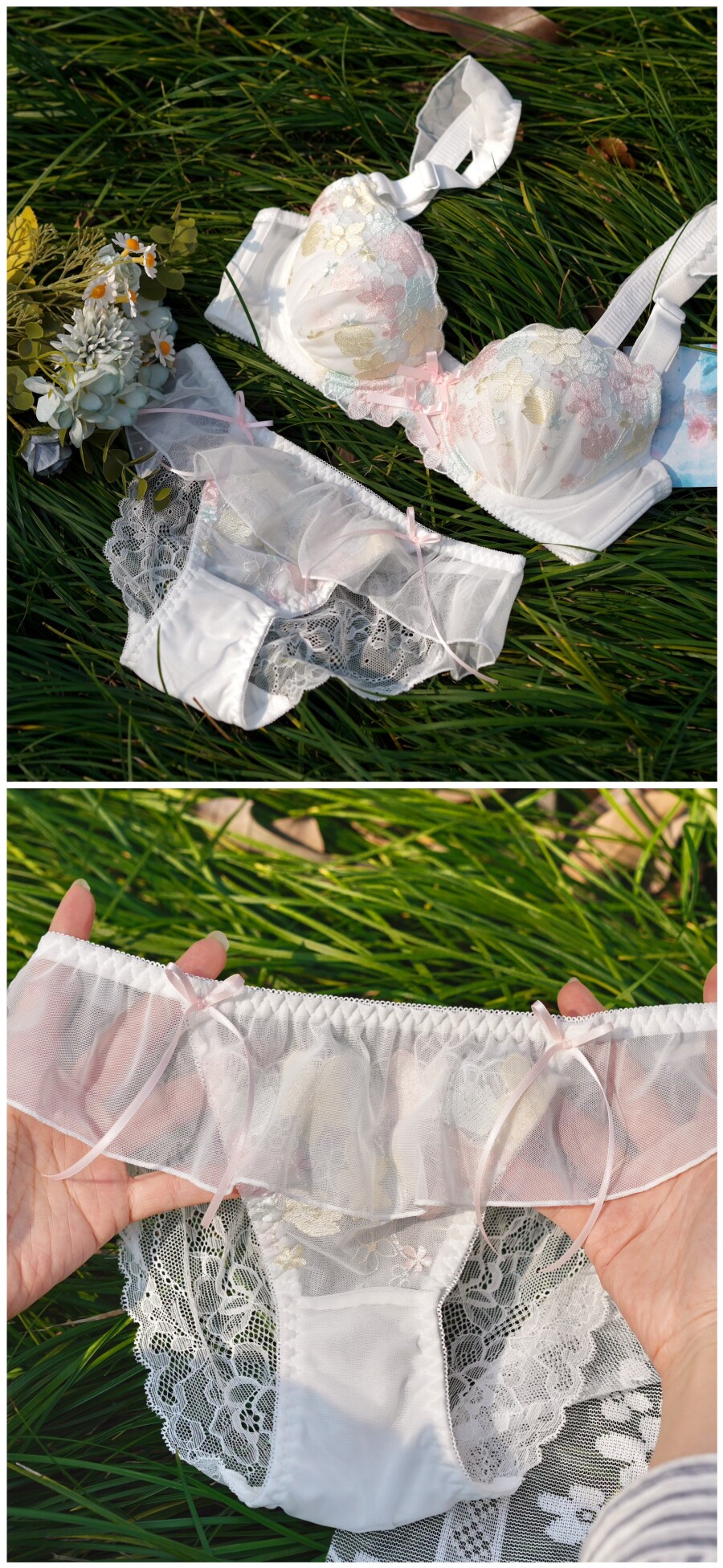 Thin cup floral embroidery large bra underwear women push up lingerie large breasts gathered large size bra set