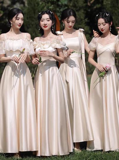 Sister group uniform 2025 new style French sister group dress that can be worn at ordinary times, women's satin high-end niche