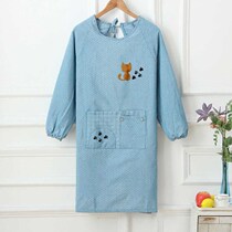 Korean fashion long sleeve apron men and women adult cute clothing gown kitchen waterproof anti-dressing home kitchen
