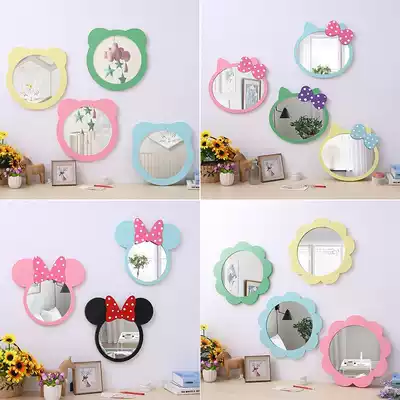 Kindergarten mirror wall hanging children cartoon cute toilet wall sticker round powder room mirror child wall hanging decoration
