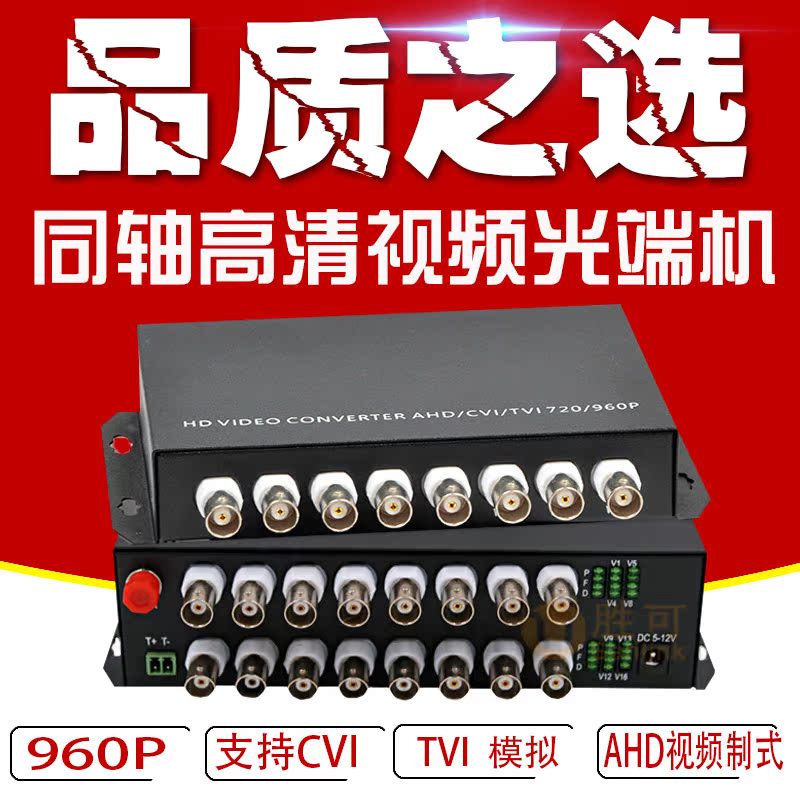 2-way 4-way 8-way coaxial film optical transmitter and receiver HD 16-port TVI CVI AHD monitor transfer optical fiber transceiver