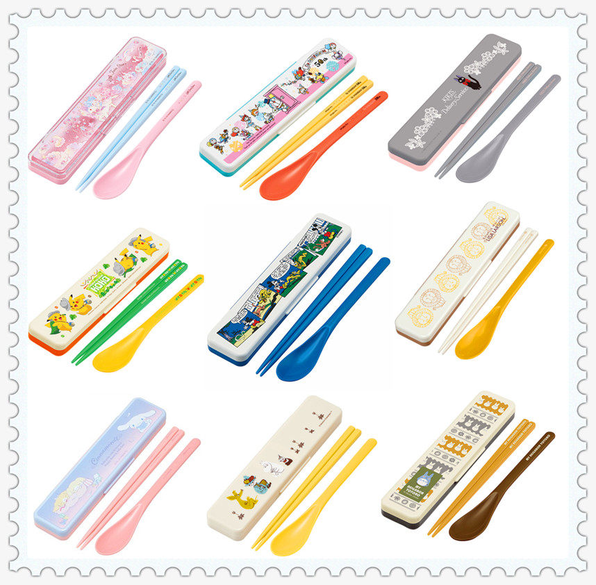Japan's Skater Skater Skaeda Import Portable Cutlery Children Cartoon Chopsticks Spoon Out Suit Pikachu
