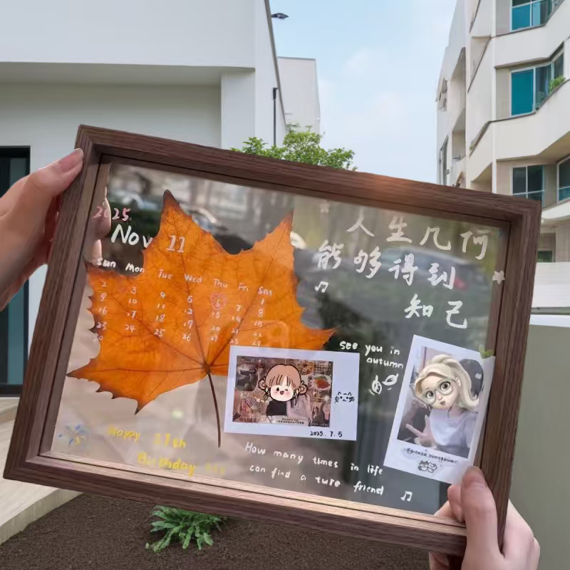 Polaroid Photo Double-Sided Transparent Photo Frame Couple Graffiti DIY Handmade Desktop Display Stand Gift for Boyfriend/Girlfriend